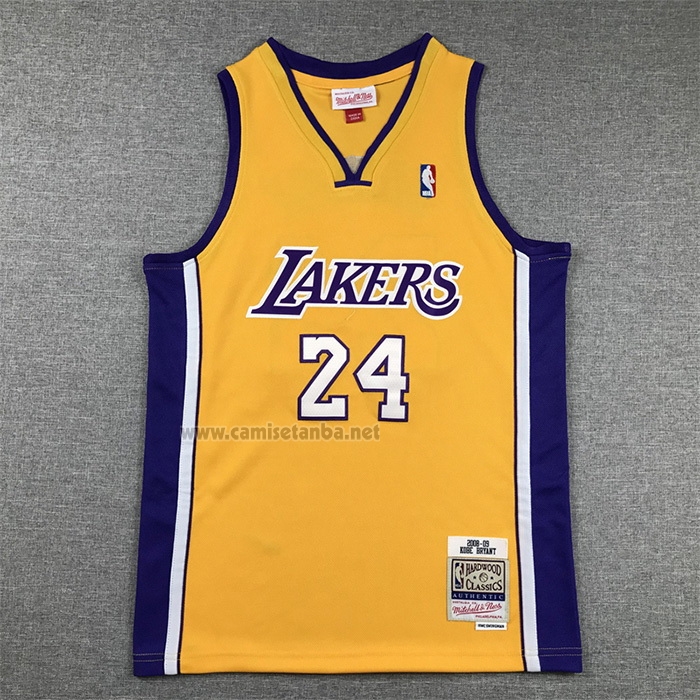Camiseta Nino Los Angeles Lakers Kobe Bryant NO 24 Mitchell & Ness 2008-09 Amarillo